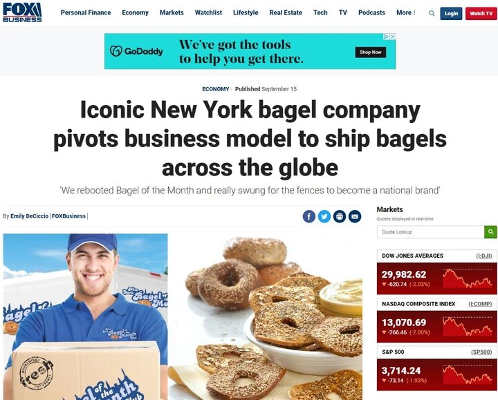 Iconic New York bagel company pivots business model to ship bagels across the globe